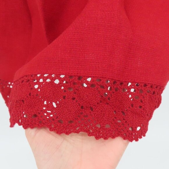 Maggie McNaughton Women Plus Size 2X Red Linen Blend Crochet Long Dress NEW NWT - Picture 4 of 11